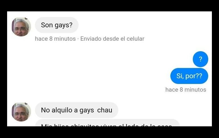 El propietario negó hospedaje a un joven y su amigo por su orientación sexual. TWITTER/@Alexis_Bianchi4