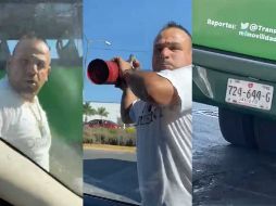 El camionero estalla en furia luego de que el automovilista le reclamó por tirar una bolsa de plástico a la vía pública. ESPECIAL