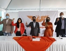 La precandidata Citlalli Amaya de Luna (2da. izquierda) agradeció la confianza de Movimiento Ciudadano y el respaldo de sus compañeros precandidatos. ESPECIAL