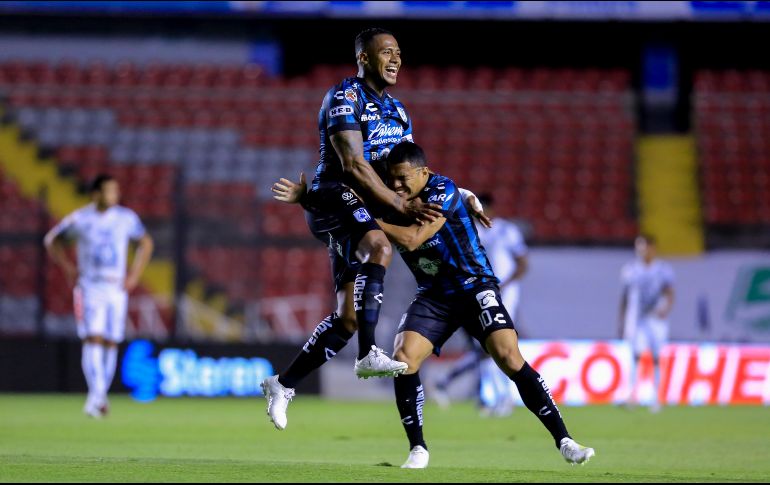 Luis Antonio Valencia hizo su primer gol en México, fue el segundo de los Gallos en el partido. IMAGO7/V. Pichardo