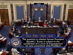 Denuncian que los demócratas buscan eliminar la posibilidad de que Trump se presente a las elecciones presidenciales una vez más. EFE/SENATE TELEVSION