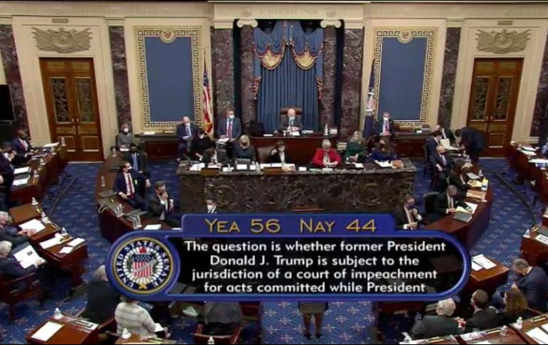 Denuncian que los demócratas buscan eliminar la posibilidad de que Trump se presente a las elecciones presidenciales una vez más. EFE/SENATE TELEVSION