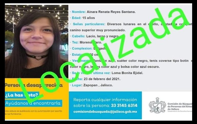 Se pudo tener contacto con la menor vía telefónica, misma que manifestó que se encontraba bien de salud en el municipio de Monterrey, Nuevo León. ESPECIAL