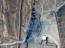 Área golpeada por los misiles estadounidenses cerca de la frontera entre Siria e Iraq. AFP/Maxar Technologies