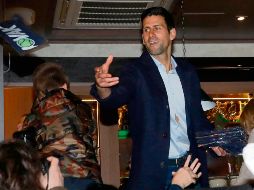 DE FIESTA. El serbio cumple 311 semanas en la cima del ranking de la ATP. AFP • P. MILOSAVLJEVIC