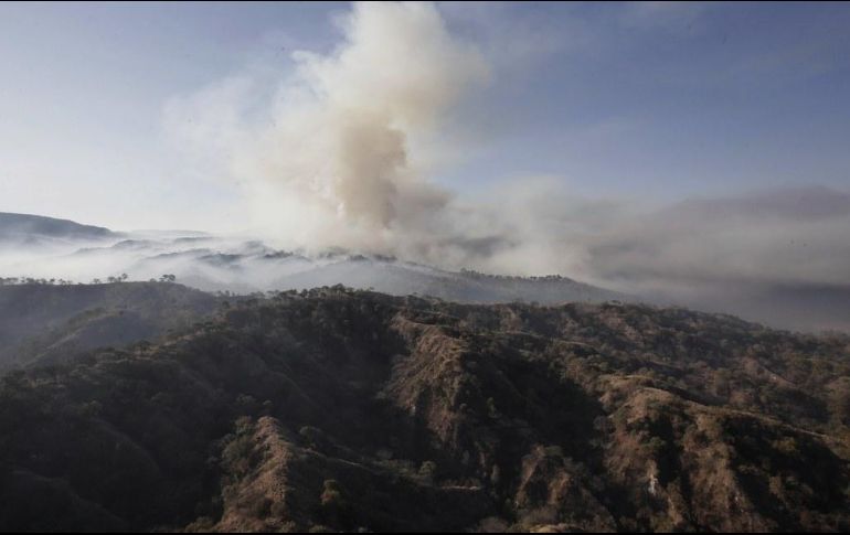El combate del incendio se encuentra activo desde el pasado jueves. ESPECIAL / Semadet