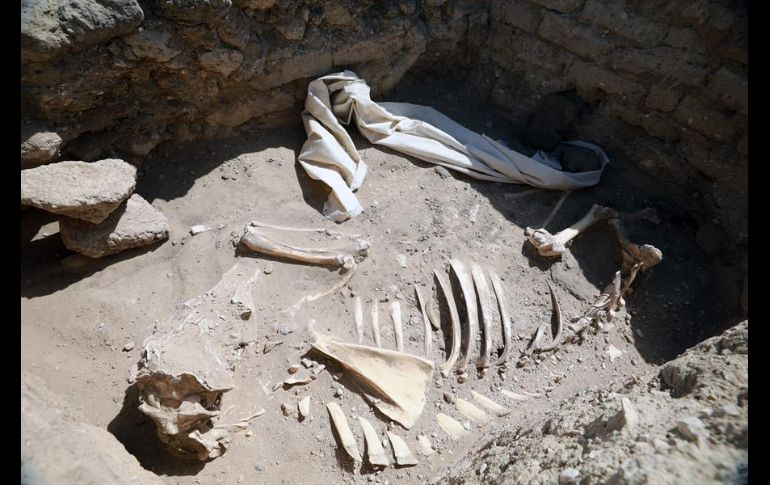 Continúan presentes en la ciudad muros e incluso cuartos llenos de hornos, alfarería almacenada y utensilios de uso cotidiano, así como restos humanos. EFE/K. Elfiqi