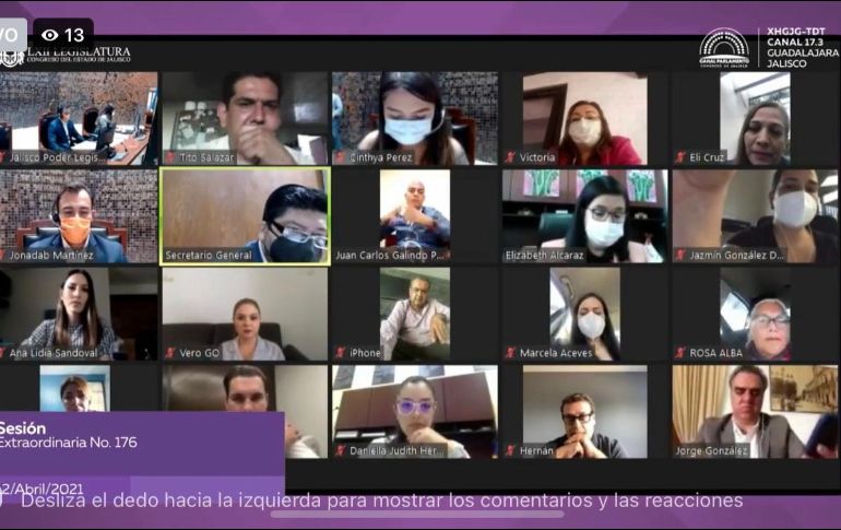 La reunión se realizó vía internet y tuvo como único punto la aprobación del dictamen. TWITTER / @LegislativoJal