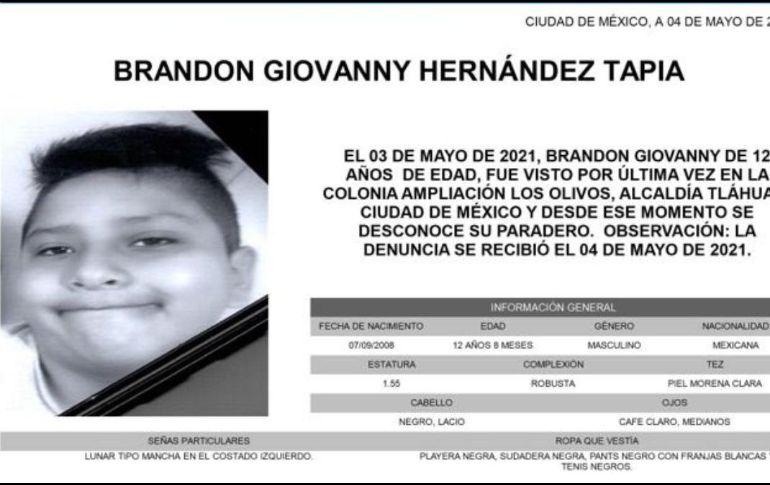 Brandon Giovanny Hernández Tapia, de 12 años de edad, se encuentra entre las personas fallecidas que dejó el colapso de la Línea 12 del Metro Olivos.