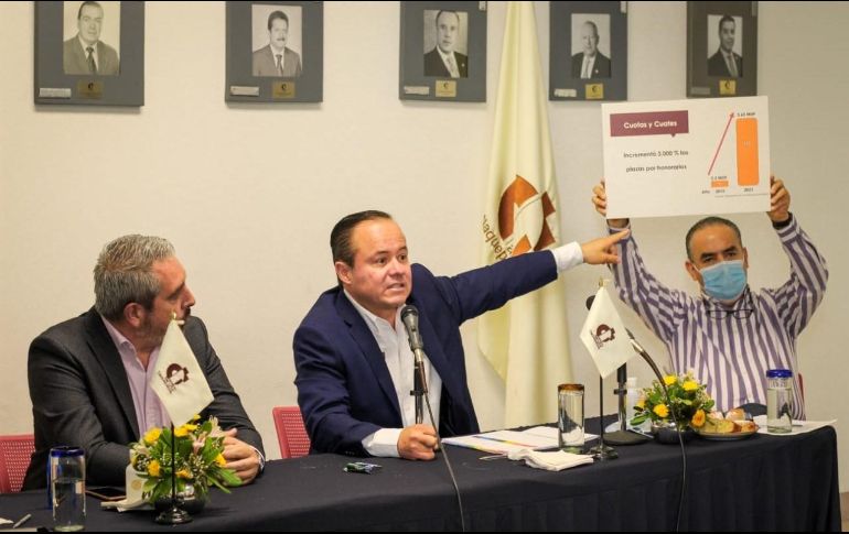 El candidato firma ante empresarios el compromiso para establecer políticas públicas y acciones de manera conjunta en el panorama financiero. ESPECIAL