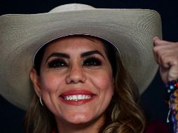 Sin embargo, Evelyn Salado Pineda no especifica el porcentaje de su ventaja. Estuvo acompañada de su padre, Félix Salgado Macedonio. AFP / P. Pardo