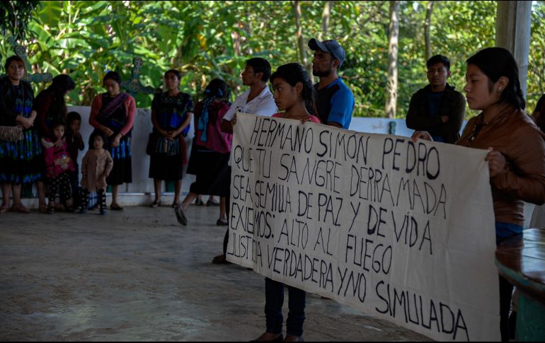 HARTOS. Los indígenas tzotziles protestan ante el aumento de violencia. EFE