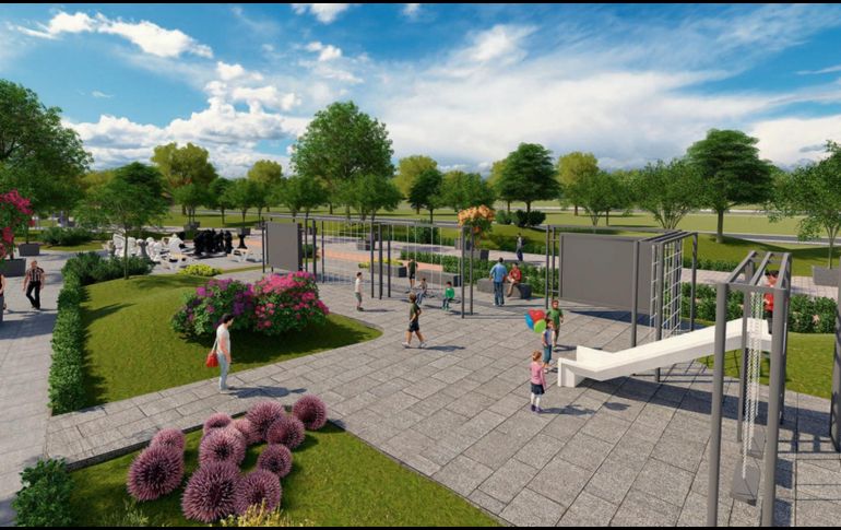 Render Usuarios en Parque Lineal Distrito Iconia en Huentitán. ESPECIAL