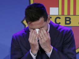 Este domingo, Messi convocó a una rueda de prensa para confirmar su salida del Barcelona. EFE / A. Dalmau