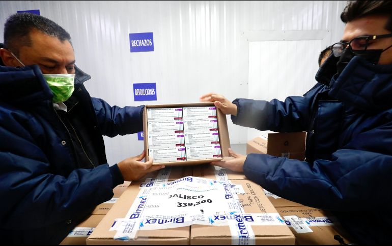 El cargamento constituye la entrega número 33 de vacunas anti COVID-19 a Jalisco por parte del Gobierno federal. ESPECIAL/Gobierno de Jalisco