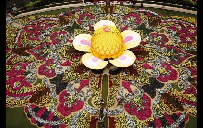 Cientos de personas acudieron a admirar la obra y tomarse fotografías. EFE/L. Noriega