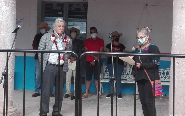 AMLO arriba este sábado al poblado de Temacapulín, en el municipio de Cañadas de Obregón, Jalisco. ESPECIAL