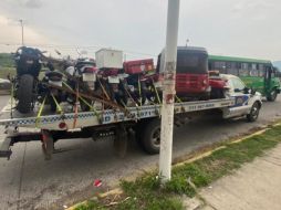 Los vehículos asegurados en Tlajomulco fueron remitidos a un depósito. ESPECIAL/Policía Vial