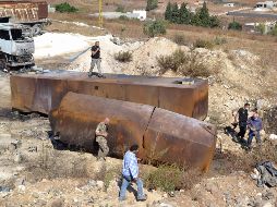 El depósito de combustible estalló dentro de un terreno dedicado al almacenamiento de gravilla en la ciudad de Al Talil, en Akkar. AFP/F. Al-Masri