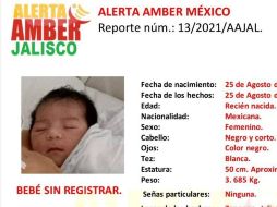 De acuerdo a la ficha emitida por las autoridades, la mujer tiene entre 35 y 45 años de edad, de tez morena clara y se considera que la integridad de la bebé se encuentra en riesgo. ESPECIAL