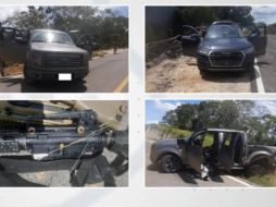 Además de los vehículos, aseguraron dos ametralladoras, fusiles, granadas, pistola, cargadores diversos calibres y  389 cartuchos. ESPECIAL/Fiscalía de Jalisco