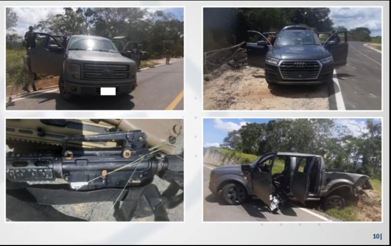 Además de los vehículos, aseguraron dos ametralladoras, fusiles, granadas, pistola, cargadores diversos calibres y  389 cartuchos. ESPECIAL/Fiscalía de Jalisco