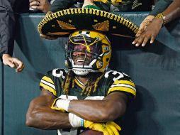 Bestial. Aaron Jones tuvo cuatro anotaciones totales, tres de ellas por recepción. AFP