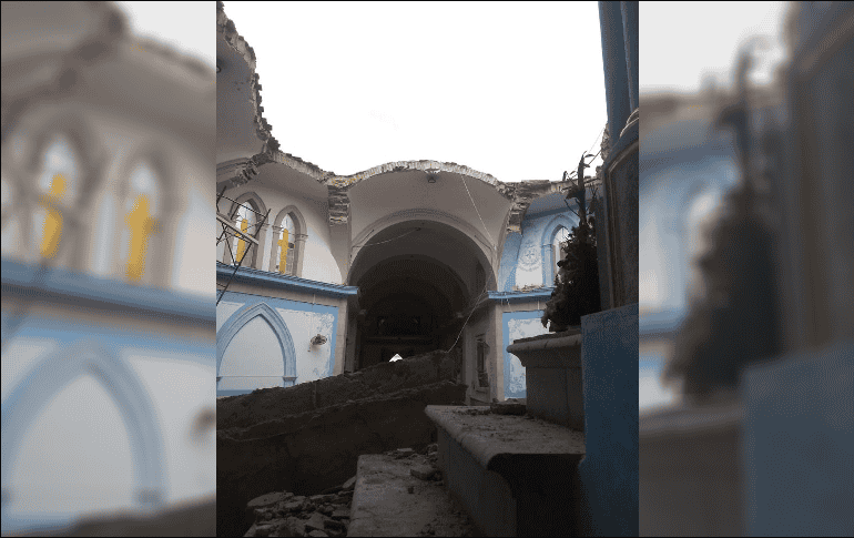 El derrumbe ocurrió alrededor de las 11:30 de la noche de ayer; vecinos dicen que hace unos tres días ya se veían grietas en la cúpula. ESPECIAL