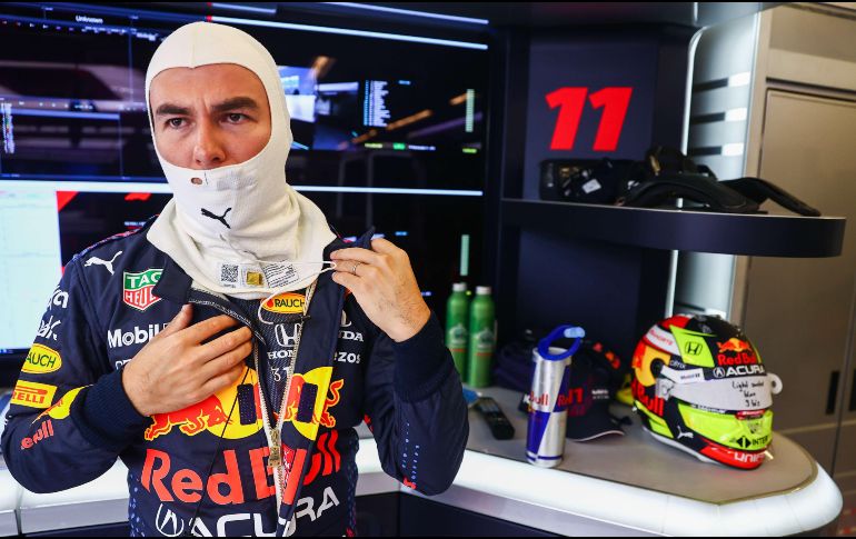 ''Checo'' Pérez acabó ''enojado'' al tener un pequeño roce con el alemán de Haas Mick Schumacher en la curva 12. AFP / M. Thompson