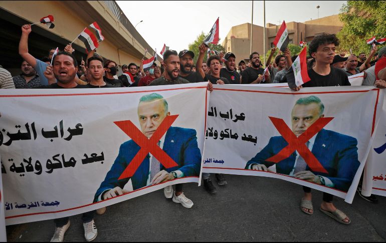 Una fuente de las fuerzas del orden que pidió no ser identificada negó que se hubiera disparado contra los manifestantes, simpatizantes de varios partidos que impugnan los resultados de los comicios de hace un mes. AFP / A.Rubaye