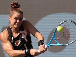FUERTE. Ahora Sakkari se pone momentáneamente a la cabeza del Grupo Chichén Itzá, sector donde más tarde verán actividad la española Paula Badosa y la bielorrusa Aryna Sabalenka. AFP/U. RUÍZ