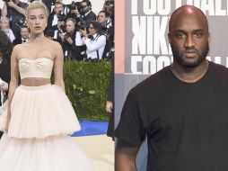 El fallecido Virgil Abloh diseñó en 2018 el vestido de novia con el que Hailey Bieber se casó con Justin Bieber. AP/ EVAN AGOSTINI, AP/ VIANNEY LE CAER