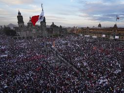 El Presidente López Obrador dio su mensaje esta tarde en el Zócalo de la Ciudad de México. AP/M. Ugarte