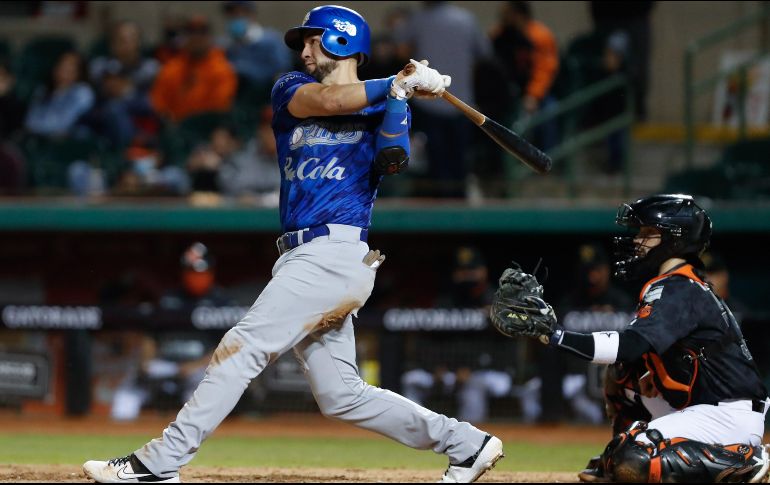 Agustín Murillo inició el camino a la victoria con un doblete productor de tres carreras en la quinta entrada. TWITTER/charrosbeisbol