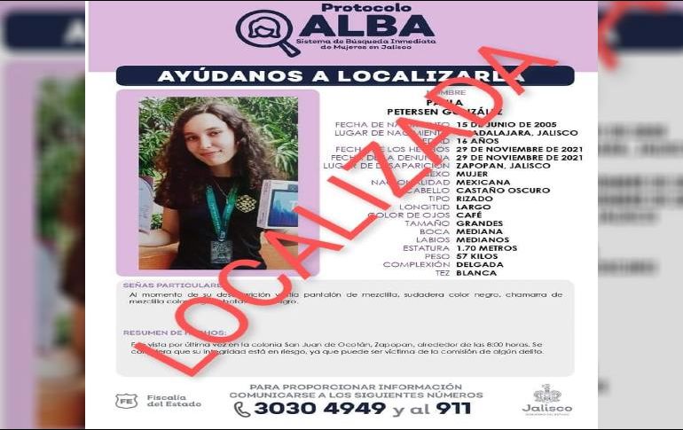 Familiares de Paula Petersen denunciaron su desaparición desde hace 15 días. TWITTER / @FiscaliaJal
