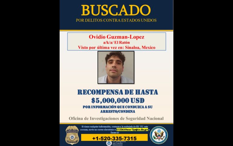 Ovidio Guzmán López. El Gobierno de EU señala a los hermanos Guzmán López de operar al menos 11 laboratorios de metanfetamina en Sinaloa. ESPECIAL/U.S. Department of State
