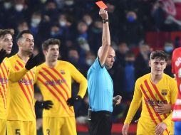 CLAVE. En el minuto 80, Gavi se fue expulsado y el Granada empató el encuentro al 89. EFE/M. Molina