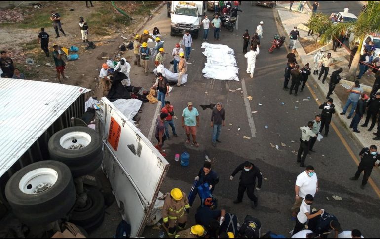 En el accidente murieron 56 migrantes y 105 más resultaron heridos. EFE/C. López