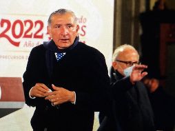 El secretario de Gobernación, Adán Augusto López, durante la conferencia 