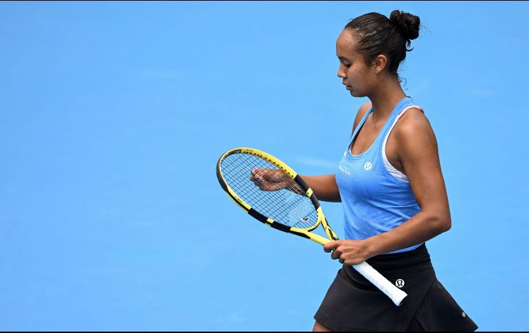 VOLVERÁ. Leylah Fernández aseguró que no puede regresar el tiempo y que se enfocará en seguir trabajando para mejorar. AFP/M. Errey