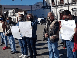Frente a Palacio Nacional se realiza una manifestación por parte de periodistas para que exigir que paren los asesinatos por su labor. FACEBOOK / @LARRY CAÑONGA
