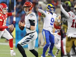 UN BOLETO. Patrick Mahomes, Joe Burrow, Matthew Stafford y Jimmy Garoppolo buscarán el pase al Super Bowl.  ESPECIAL