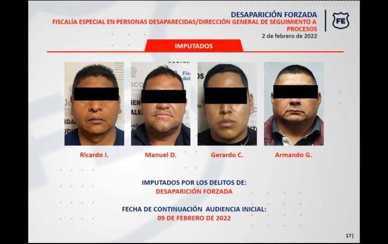 Los policías fueron detenidos en distintos lugares de la zona metropolitana de Guadalajara, todos ellos involucrados en la desaparición de una persona. ESPECIAL