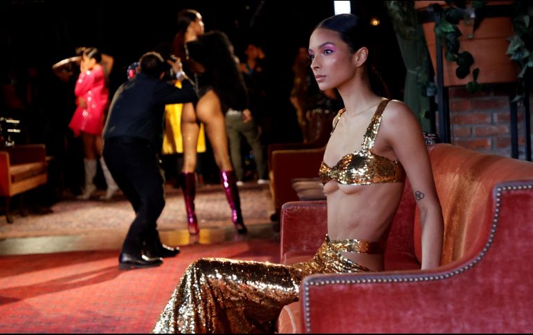 Modelo desfilando para la marca australiana Bronx and Banco en la Colección de Otoño 2022 durante la Semana de la Moda en Nueva York. EFE/J. SZENES