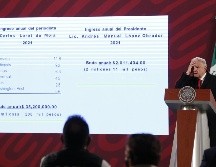 El Presidente volvió a exhibir hoy en su conferencia el supuesto sueldo de Loret de Mola. EFE