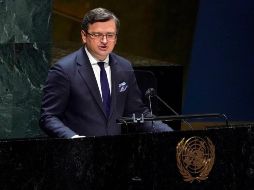 El ministro de Relaciones Exteriores, Dmytro Kuleba, durante una reunión en la ONU. AFP/T. Clary