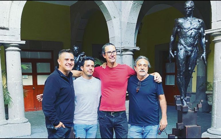 Talento. De izquierda a derecha: Francisco Fernando Anaya (coordinador del evento), Ricardo Alonso Motilla (artista plástico), Miguel Ángel Martín del Campo Serrano (artista plástico) y Jonás Gutiérrez (artista plástico). Cortesía