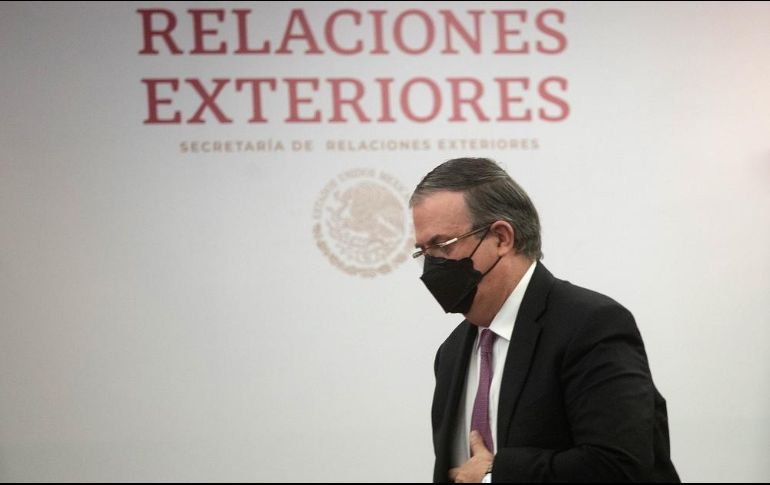 El canciller Marcelo Ebrard afirmó que es difícil el apoyo de México a un intento de respuesta bélica en contra de Rusia. EFE/I. Esquivel
