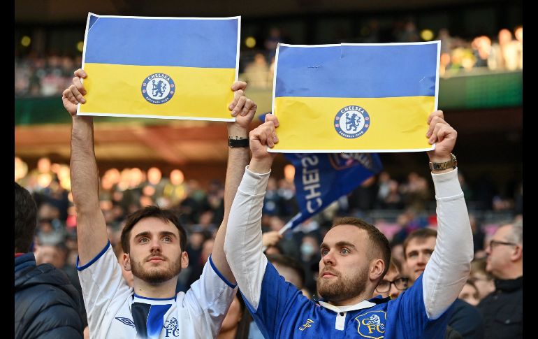 Jugadores, afición técnicos y el mismo inmueble, apoyaron a Ucrania. AFP/G. KIRK