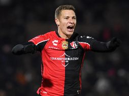 Furch festeja el gol de la victoria. El Atlas amanecerá como tercer lugar del Clausura 2022. IMAGO7/J. Zamora